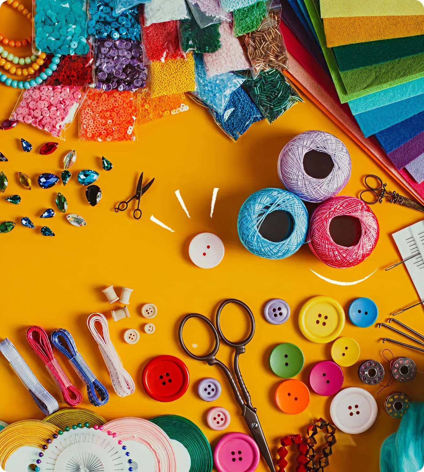 Table full of arts and crafts